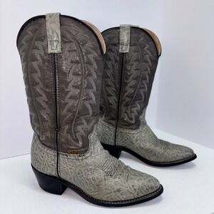 Women's Cowboy Western Boots Gray Patterned Leather‎ Size 6 B